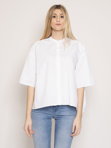 CLOSED-Camicia alla Coreana Over Bianco-TRYME Shop