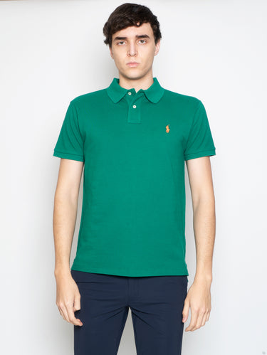 RALPH LAUREN-Polo in Mesh Slim Fit Verde-TRYME Shop