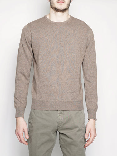 OSVALDO BRUNI-Girocollo in doppio filo di cashmere Cammello-TRYME Shop