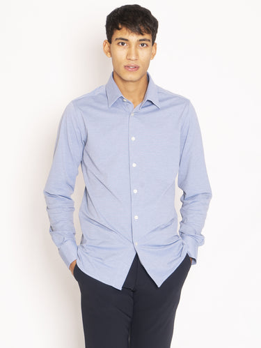 RRD-Camicia Super Elasticizzata con Micro Righe - Blu-TRYME Shop