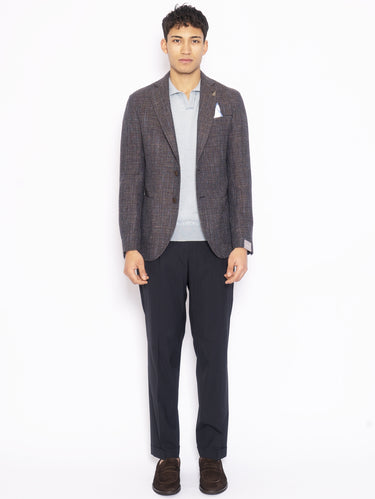 PAOLONI-Giacca in Finestrato Melange Marrone-TRYME Shop