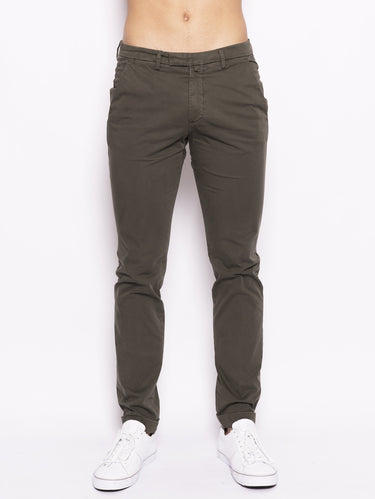 BRIGLIA 1949-Pantalone in Misto Cotone Verde-TRYME Shop