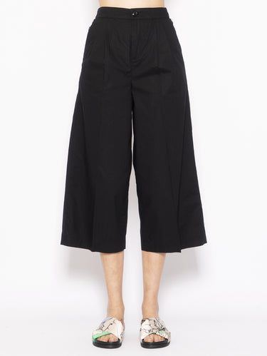 WOOLRICH-Pantaloni Larghi in Popeline Nero-TRYME Shop