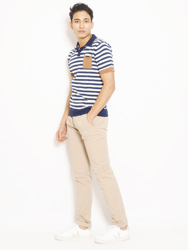 Pantalon avec revers beige