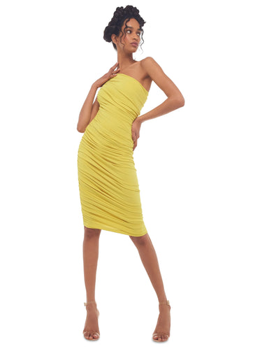 NORMA KAMALI-Abito Monospalla Giallo-TRYME Shop