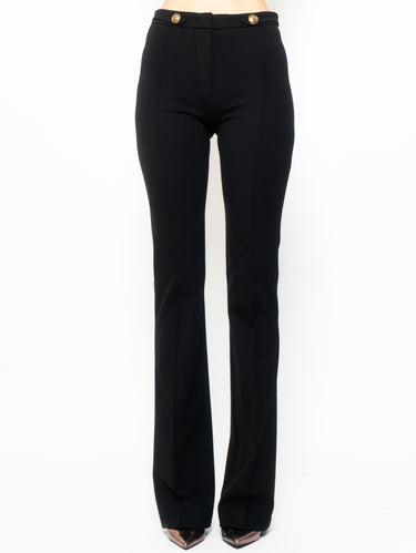 PINKO-Pantaloni Flare com Bottoni a Pressione Nero-TRYME Shop