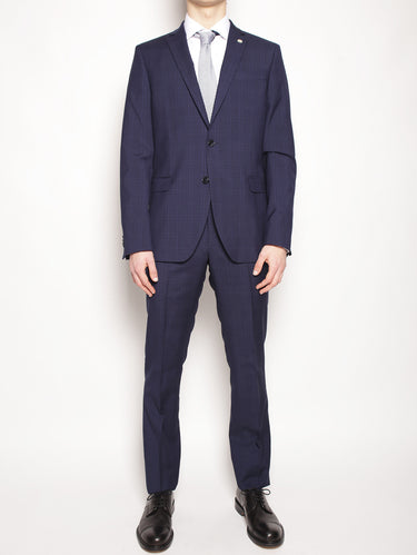 MANUEL RITZ-Abito slim in fresco lana Blu-TRYME Shop