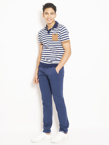 Pantalon avec revers bleu
