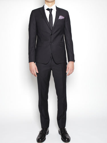 PAOLONI-Abito in Pura Lana Vergine Nero-TRYME Shop