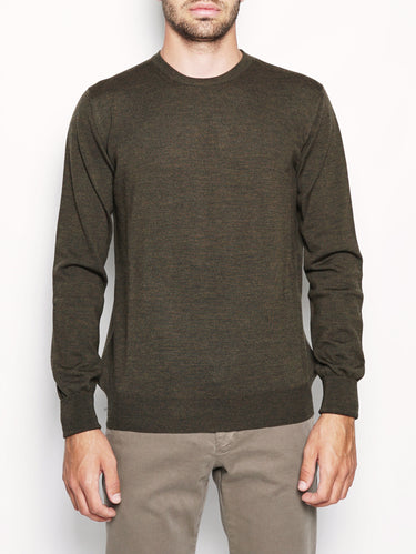 ALPHA STUDIO-Girocollo in Lana Meniros Verde Militare-TRYME Shop