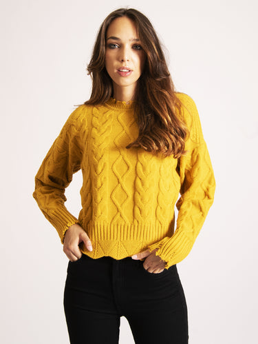 PINKO-Maglia a Trecce Giallo Dorato-TRYME Shop