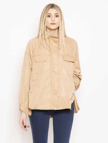 TWIN SET-Parka con Plissé Marrone-TRYME Shop