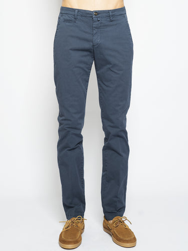 BRIGLIA 1949-Pantaloni Chino in Gabardine Blu-TRYME Shop
