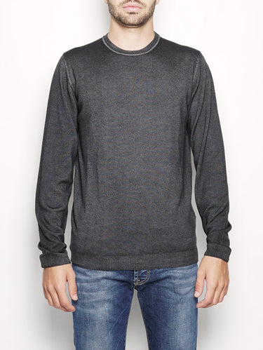 ALPHA STUDIO-Maglia in Lana Effetto Vintage Grigio Scuro-TRYME Shop