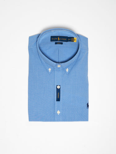 RALPH LAUREN-Camicia in Popeline Celeste-TRYME Shop