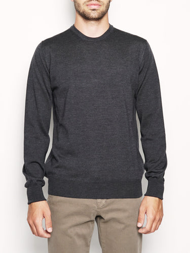 ALPHA STUDIO-Girocollo in Lana Meniros Grigio Scuro-TRYME Shop