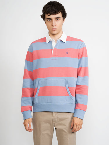 RALPH LAUREN-Felpa Stile Rugby a Righe Rosso/Blu-TRYME Shop