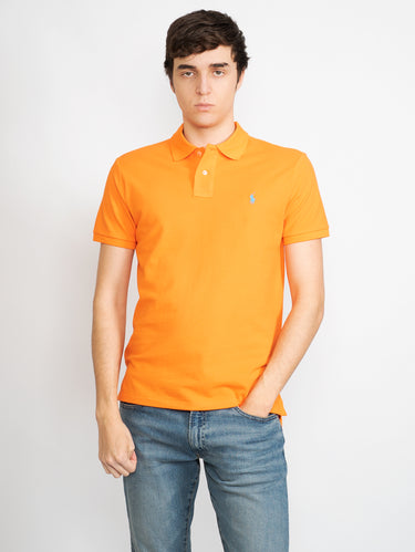 RALPH LAUREN-Polo in Piquet Slim Fit Arancione-TRYME Shop