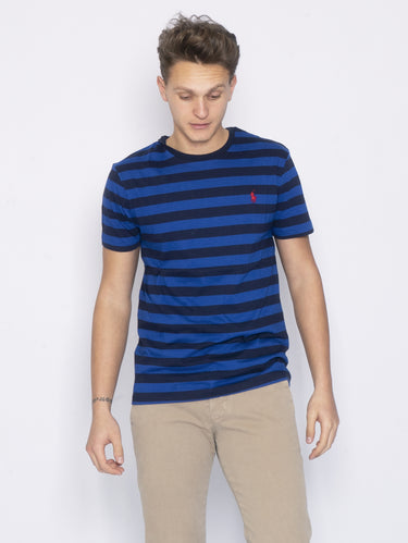 RALPH LAUREN-T-shirt in Cotone a Righe Blu-TRYME Shop