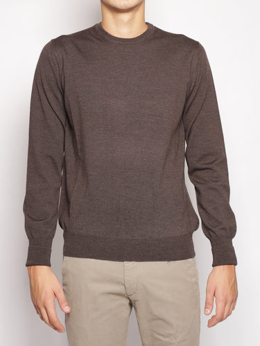 ALPHA STUDIO-Girocollo in Lana Merinos Marrone-TRYME Shop