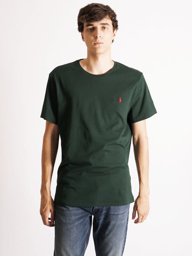 RALPH LAUREN-T-shirt Girocollo Custom Slim Fit Verde-TRYME Shop