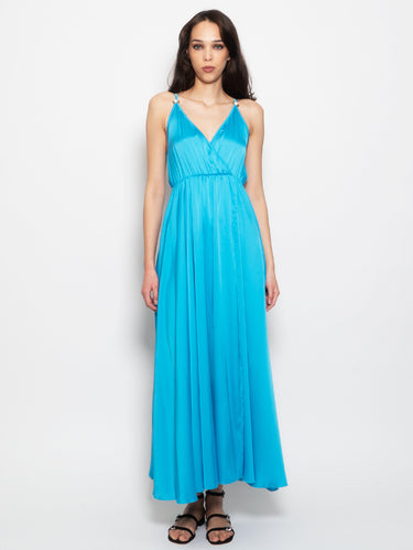 ANIYE BY-Abito Lungo in Raso Fluido Blu-TRYME Shop