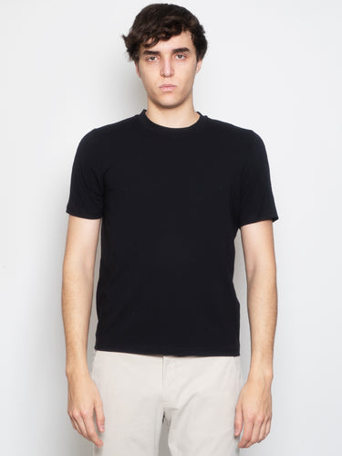 ALPHA STUDIO-T-shirt in Jersey di Cotone Stretch Nero-TRYME Shop