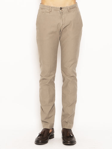 BRIGLIA 1949-Pantalone Chino in Gabardine di Cotone Beige-TRYME Shop