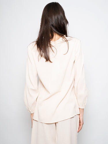 Blusa in Mussola di Cotone Beige