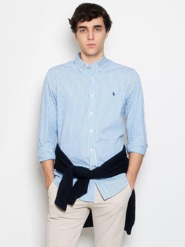 RALPH LAUREN-Camicia Sportiva Elasticizzata a Righe Blu/Bianco-TRYME Shop