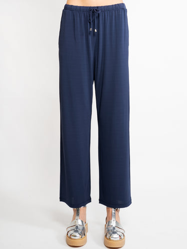 MAX MARA LEISURE-Pantaloni in Viscosa Blu-TRYME Shop