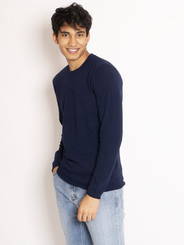 Pull effet bouclé bleu