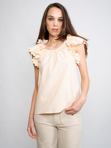 MUNTHE-Blusa con Balze Crema-TRYME Shop