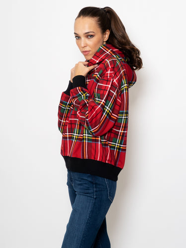 Roter Karierter Kapuzenpullover