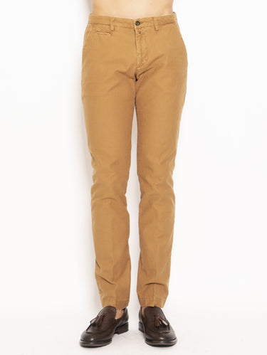 BRIGLIA 1949-Pantalone Chino in Gabardine di Cotone Marrone-TRYME Shop