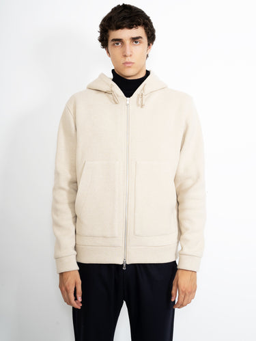 BARENA VENEZIA-Felpa con Cappuccio in Lana Andana Beige-TRYME Shop