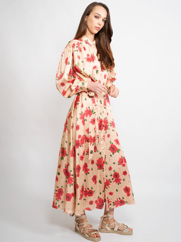 ANIYE BY-Abito Chemisier in Raso Maxi Floreale Multicolor-TRYME Shop