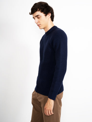 Midnight Blue English Rib Crew Neck Sweater