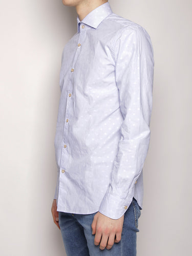 Camicia micro righe e pois operato 722ML 81407 Bianco/celeste-Camicie-XACUS-TRYME Shop