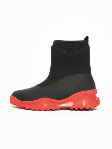 PINKO-Stivali a Calza in Neoprene Nero/Rosso-TRYME Shop