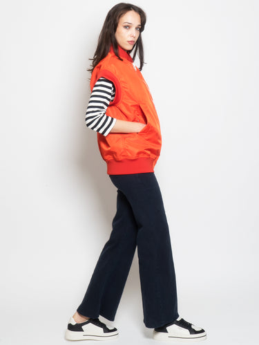 Oversized Orange Satin Vest