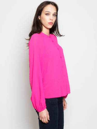 Camicia in Tessuto Goffrato Fucsia