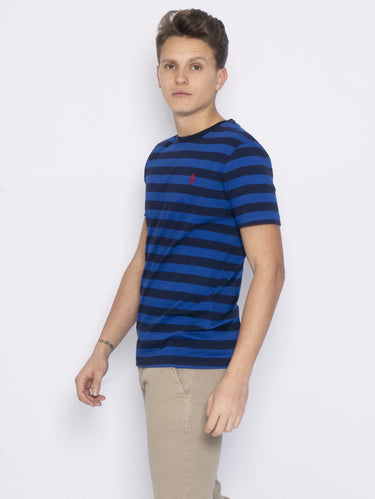 Blue Striped Cotton T-shirt