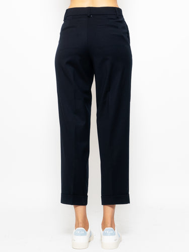 Pantaloni con Risvolto Blu Notte