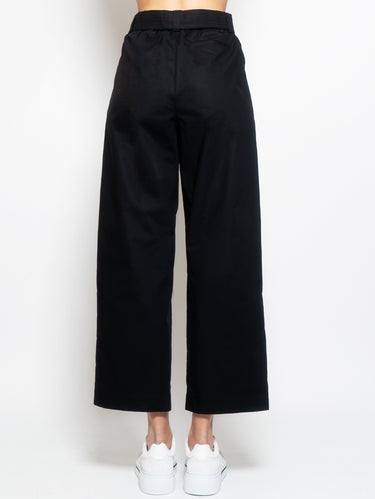 Cropped broek van popeline met ceintuur zwart