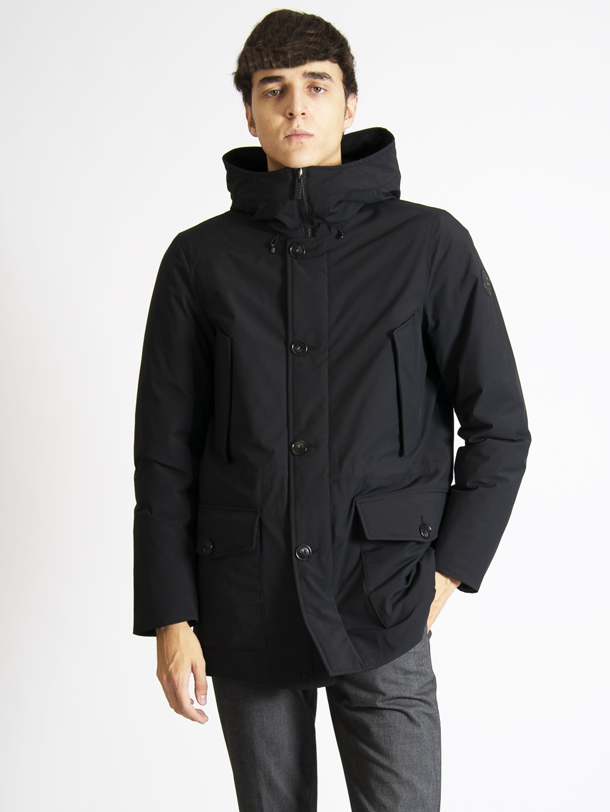 WOOLRICH-Parka Arctic in Tessuto Stretch Nero-TRYME Shop
