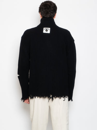 Volledige Rits Cardigan Destroyed Zwart