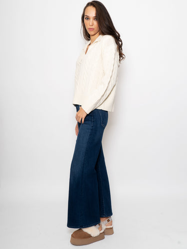 High-Waisted Ankle Flare Jeans Medium Blue
