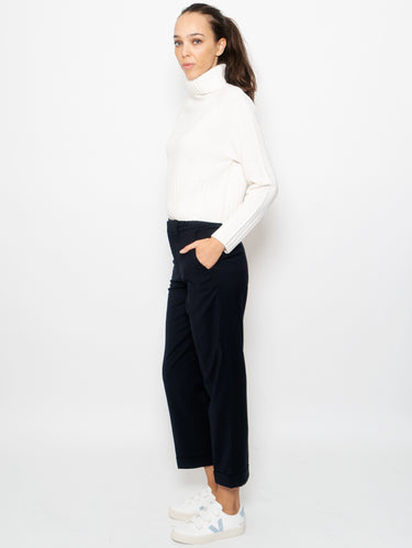 Pantaloni con Risvolto Blu Notte