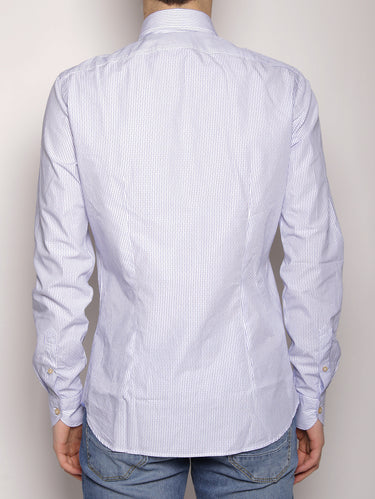 Camicia micro righe e pois operato 722ML 81407 Bianco/Azzurro-Camicie-XACUS-TRYME Shop